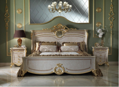 Bedroom furniture set - Bed with two bedside tables in a modern design