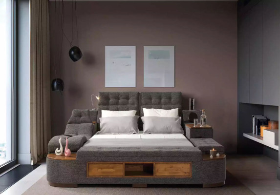 Multifunction Bed Double Beds Modern Bed frame Beds 200x200cm Hotel new