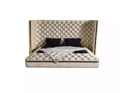 Bed White Chesterfield modern hotel bed Double bed new modern bed