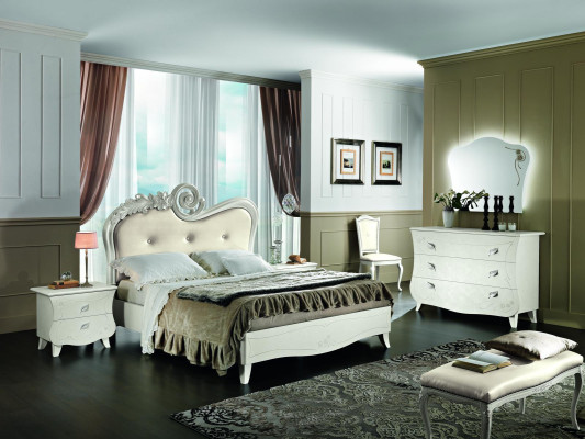 Design Furniture Classic Luxury Beds new Bed 2x Bedside table Bedroom Set 3pcs