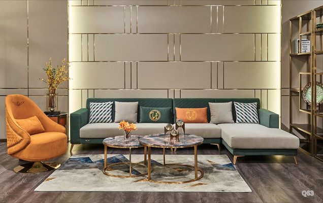 Corner sofa L-shape Textile Luxury Design Living landscape Upholstery Couch Couches